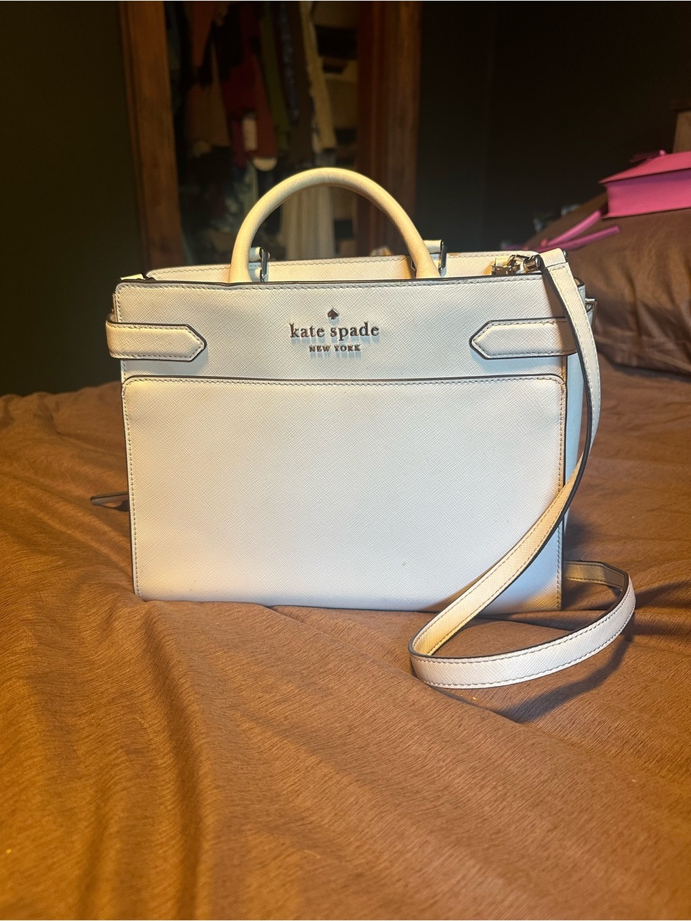 kate spade Cream Leather medium Staci handbag